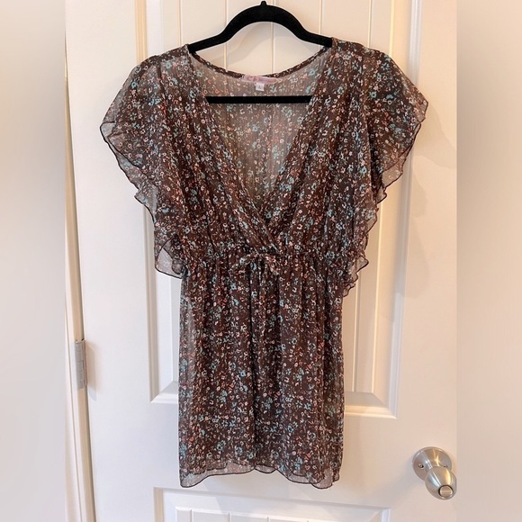 Julie’s Closet Brand Brown Bohemian Blouse size L - Picture 1 of 5